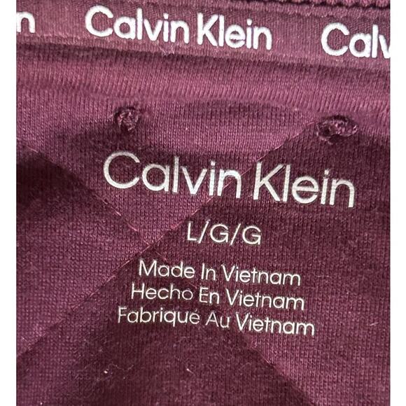 NWT Calvin Klein Stand Collar Quilted Burgundy Velour Bomber Jacket Large - Picture 6 of 9